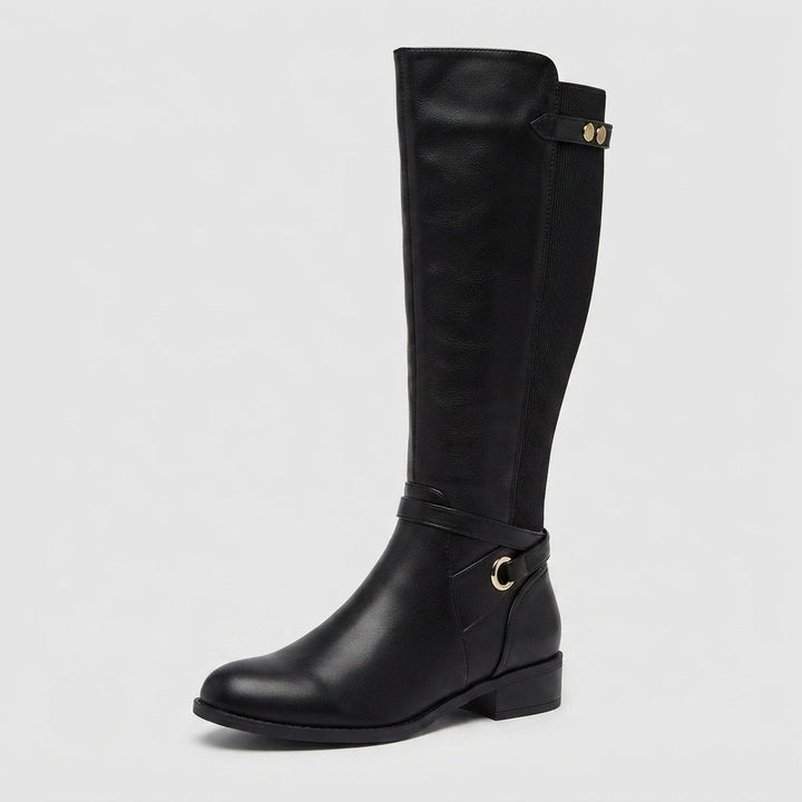 Peggy – Women's Wide Calf Knee-High Boots with Elastic Panel