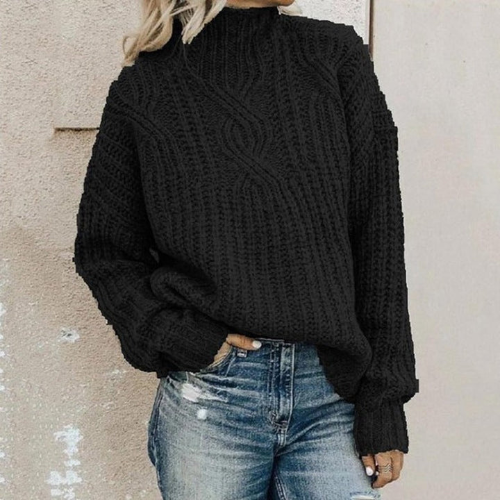 Perla – Women's Chunky Cable-Stitch Mock Neck Sweater