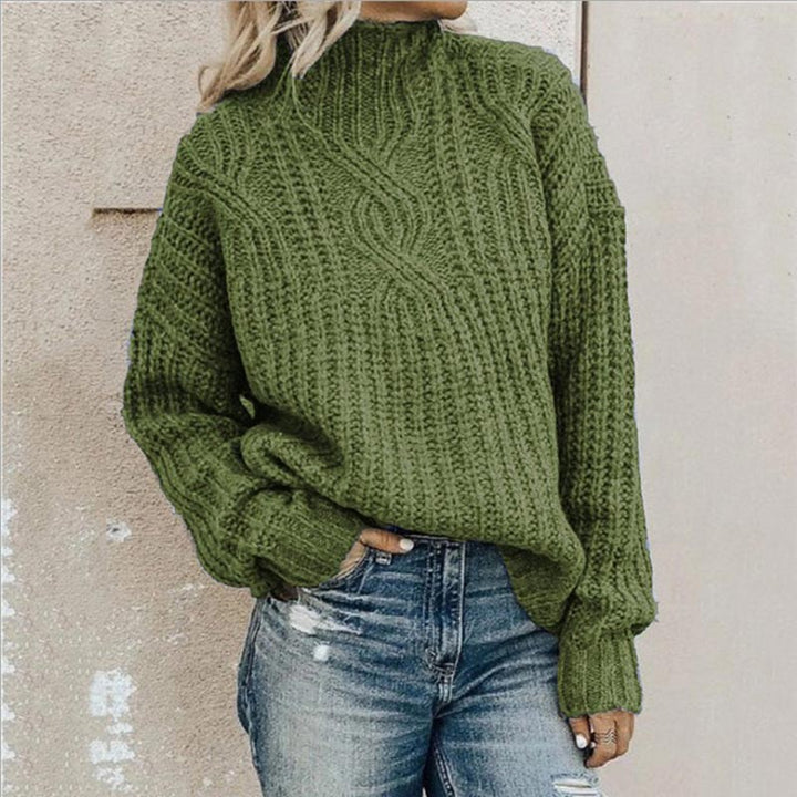 Perla – Women's Chunky Cable-Stitch Mock Neck Sweater
