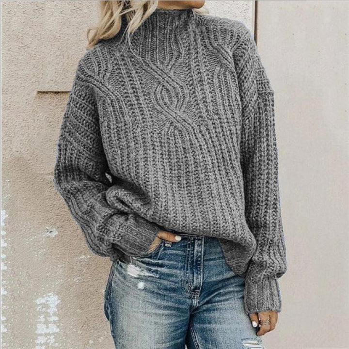 Perla – Women's Chunky Cable-Stitch Mock Neck Sweater