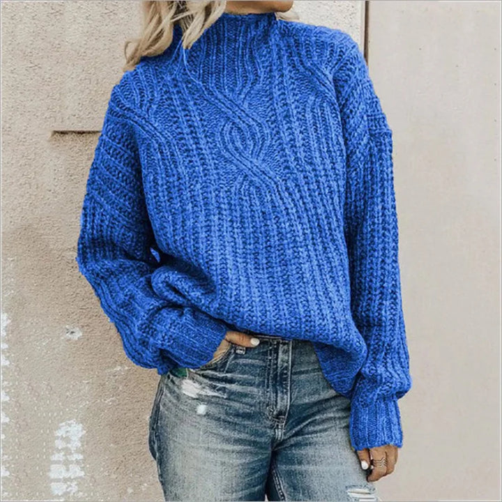 Perla – Women's Chunky Cable-Stitch Mock Neck Sweater