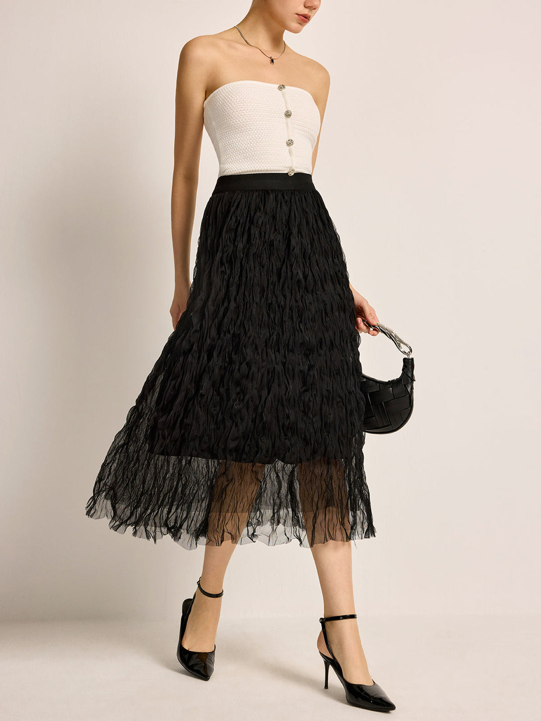 Nadia – High-Waisted Pleated Midi Skirt
