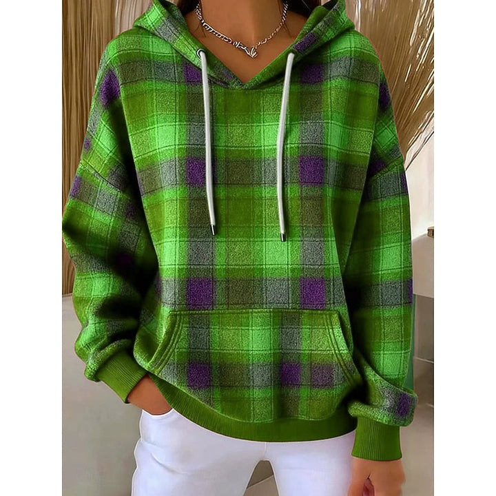 Malvina – Checked Kangaroo-Pocket Hoodie for Women