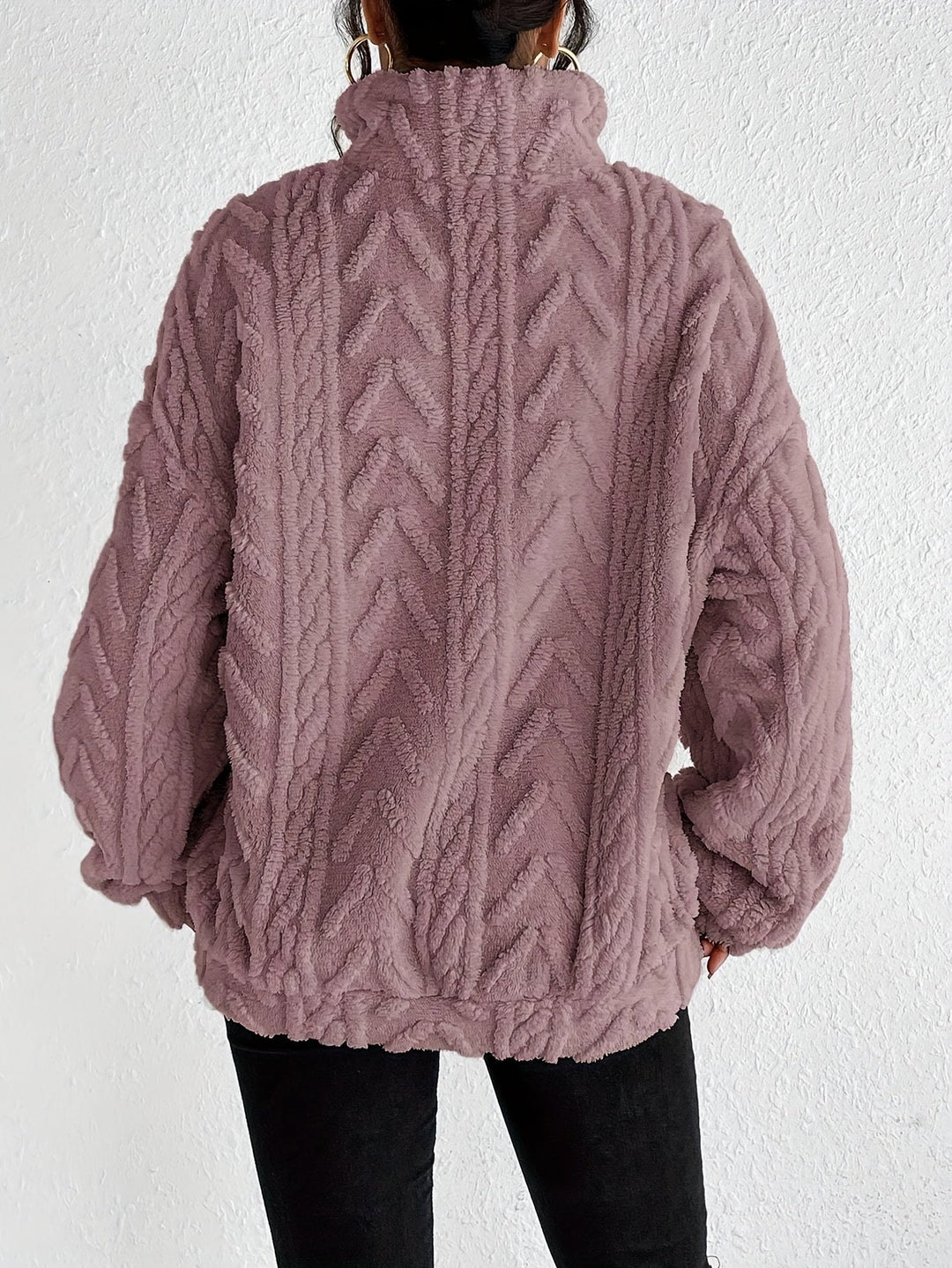 Primrose – Women's Sherpa Quarter-Zip Pullover with Cable Texture