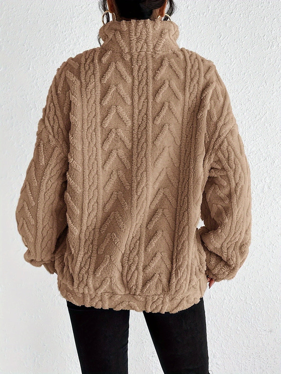 Primrose – Women's Sherpa Quarter-Zip Pullover with Cable Texture