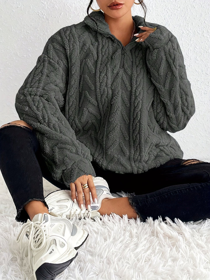 Primrose – Women's Sherpa Quarter-Zip Pullover with Cable Texture