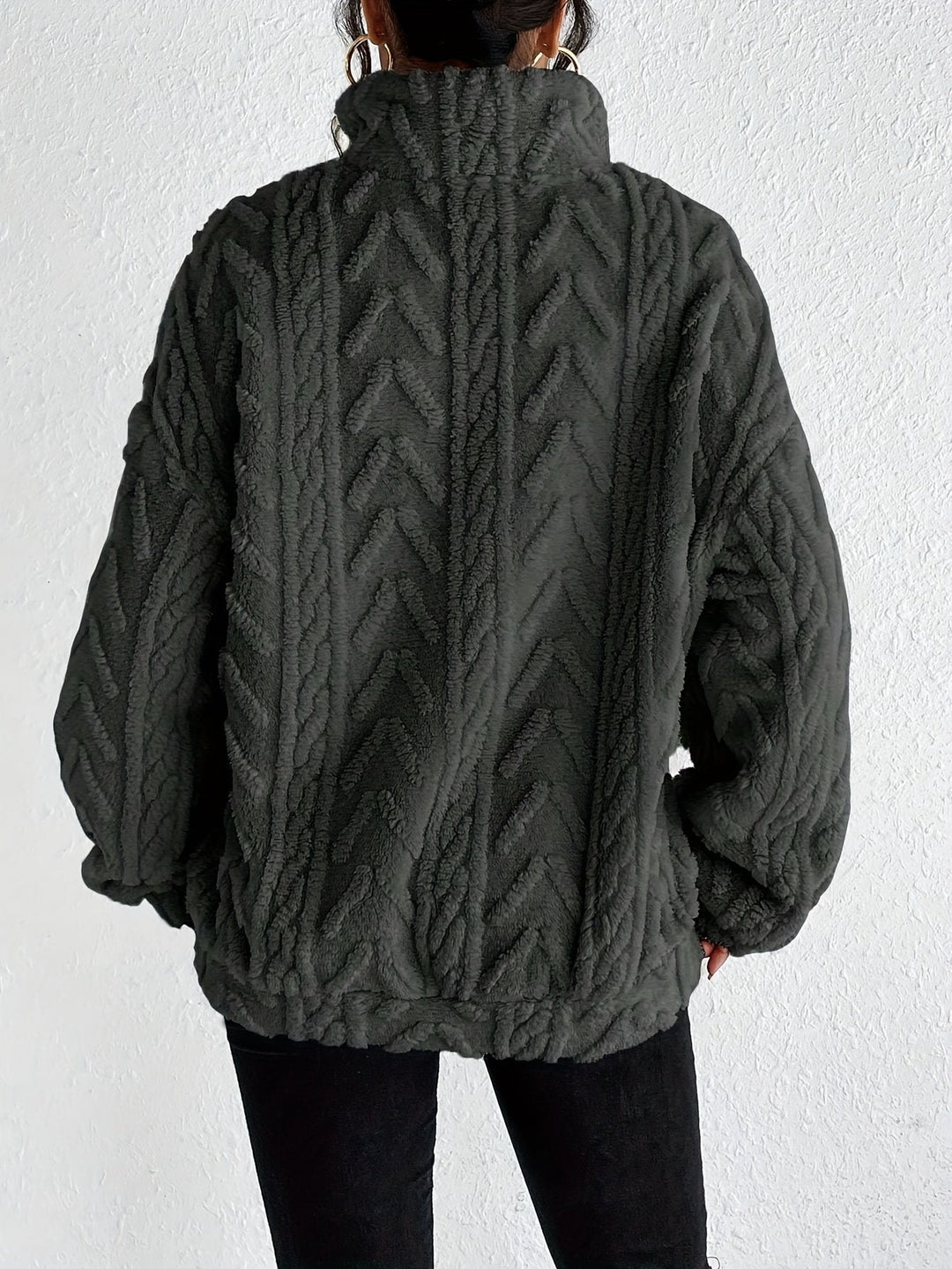 Primrose – Women's Sherpa Quarter-Zip Pullover with Cable Texture