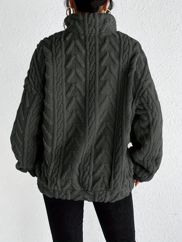 Primrose – Women's Sherpa Quarter-Zip Pullover with Cable Texture