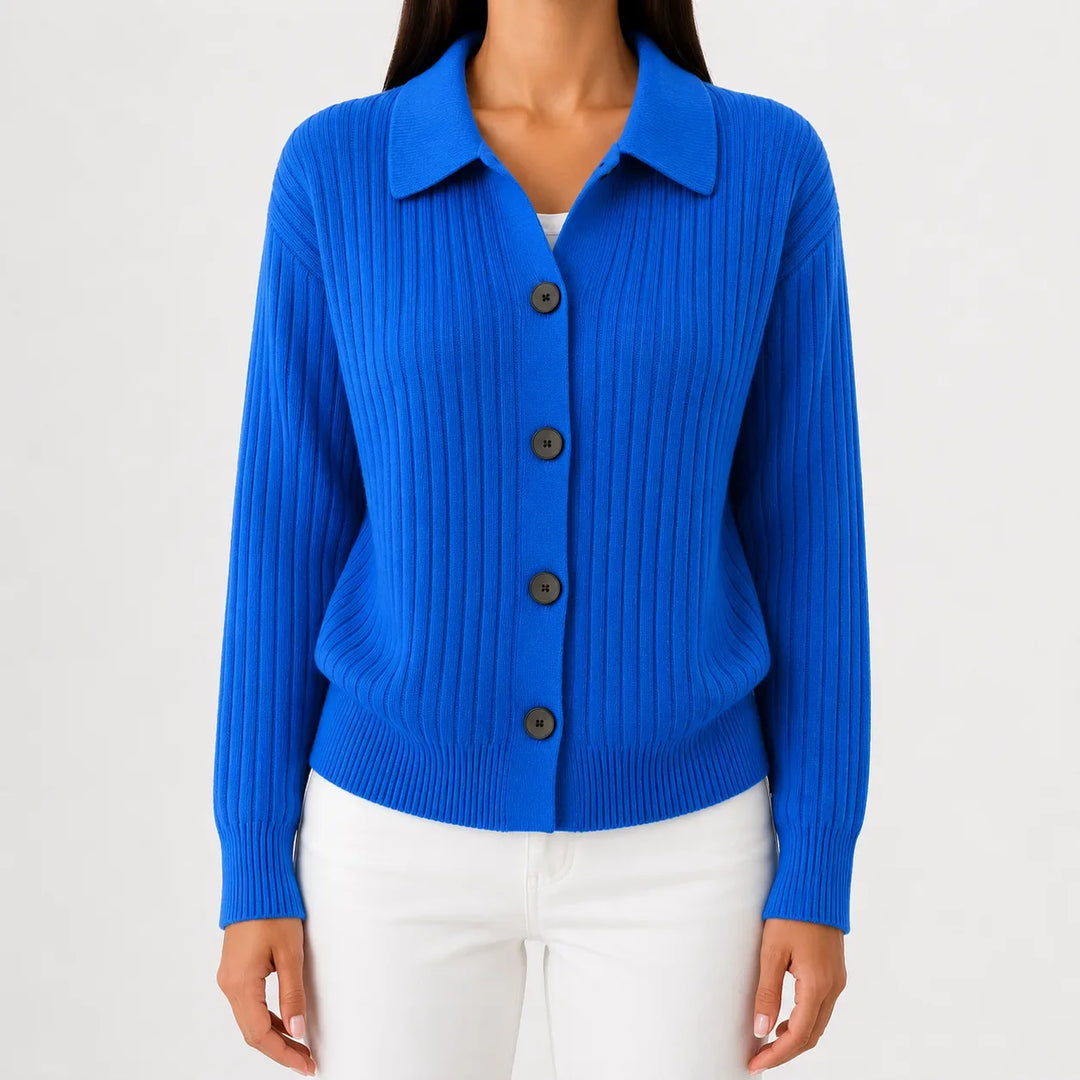 Quinley – Women's Ribbed Collared Button-Front Cardigan