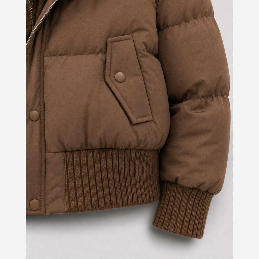Reba – Women's Cropped Puffer Jacket with Ribbed Collar
