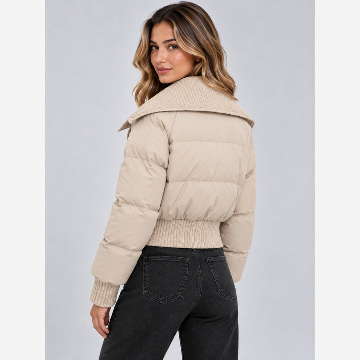 Reba – Women's Cropped Puffer Jacket with Ribbed Collar