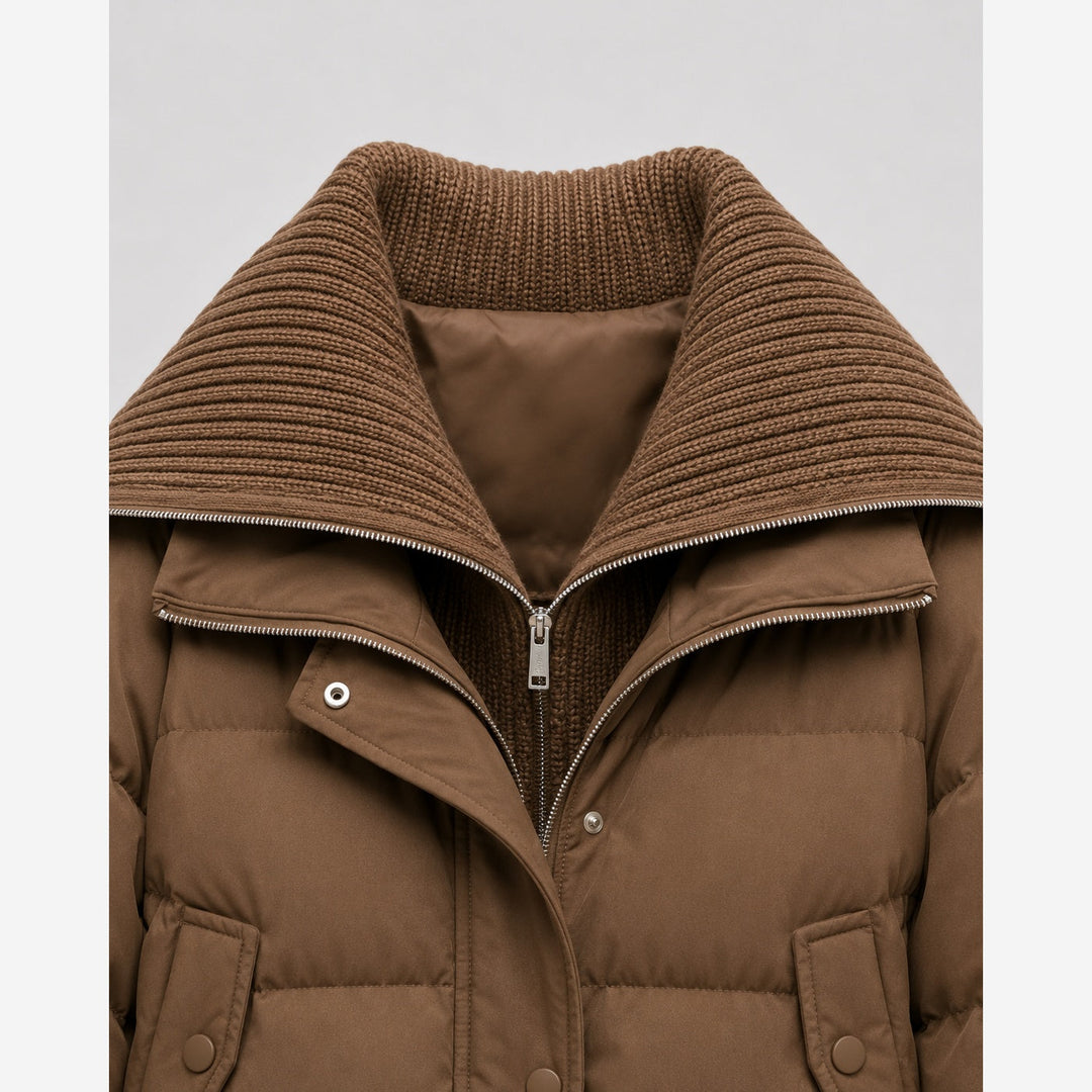 Reba – Women's Cropped Puffer Jacket with Ribbed Collar