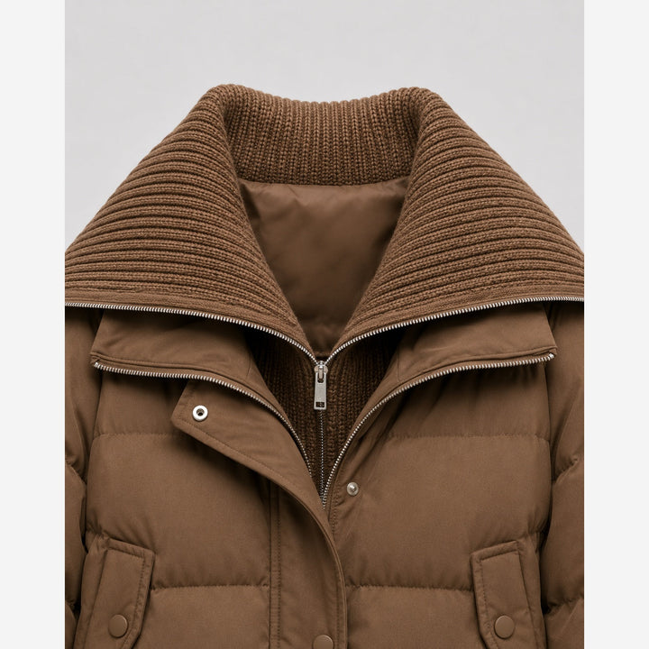 Reba – Women's Cropped Puffer Jacket with Ribbed Collar
