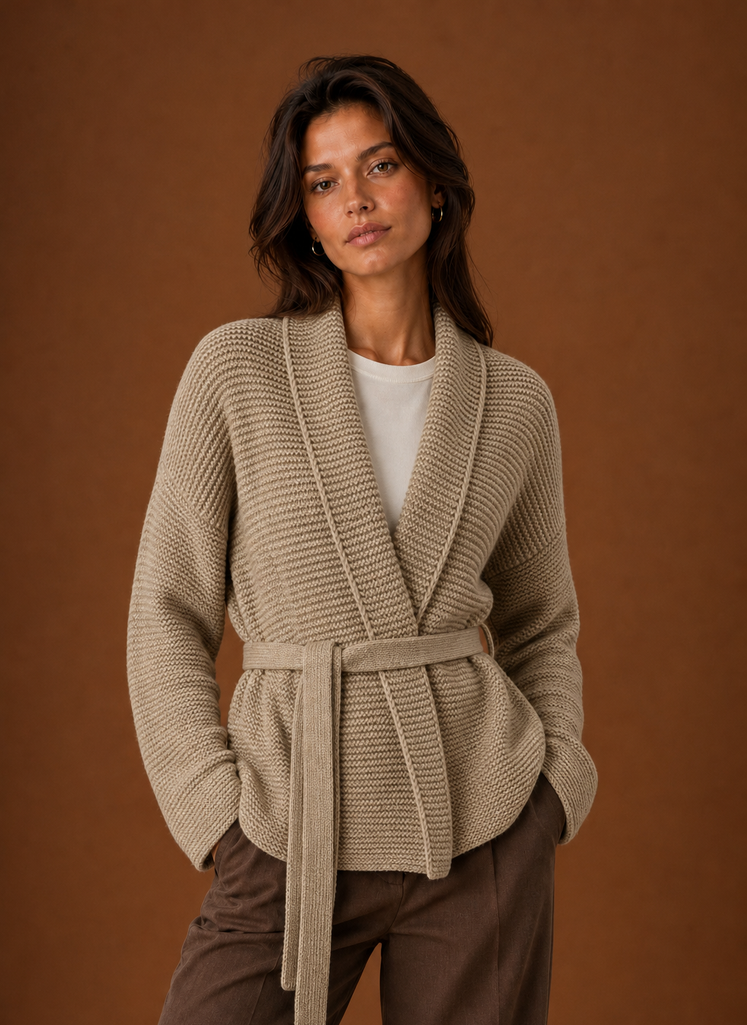 Rilla – Women's Chunky Belted Wrap Cardigan