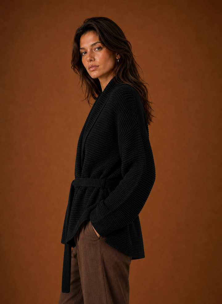 Rilla – Women's Chunky Belted Wrap Cardigan
