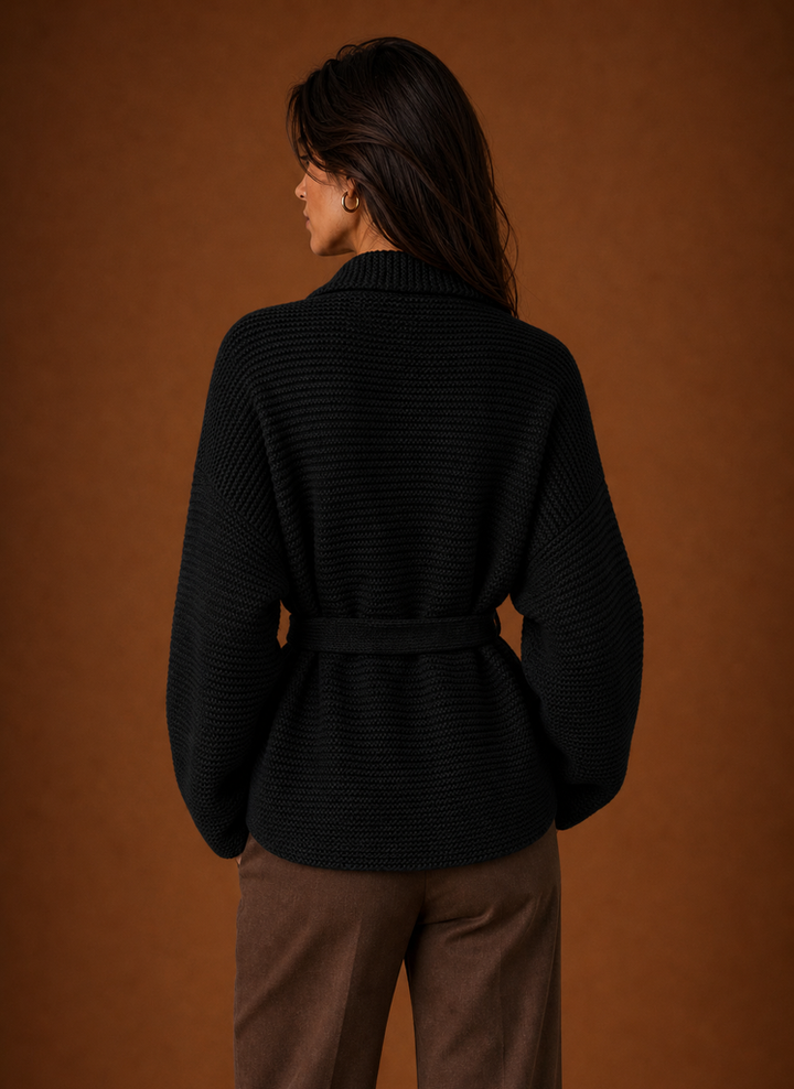Rilla – Women's Chunky Belted Wrap Cardigan