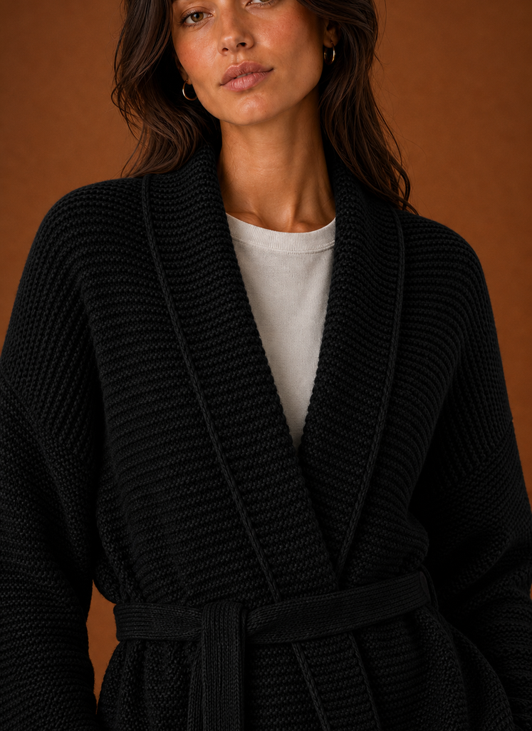 Rilla – Women's Chunky Belted Wrap Cardigan