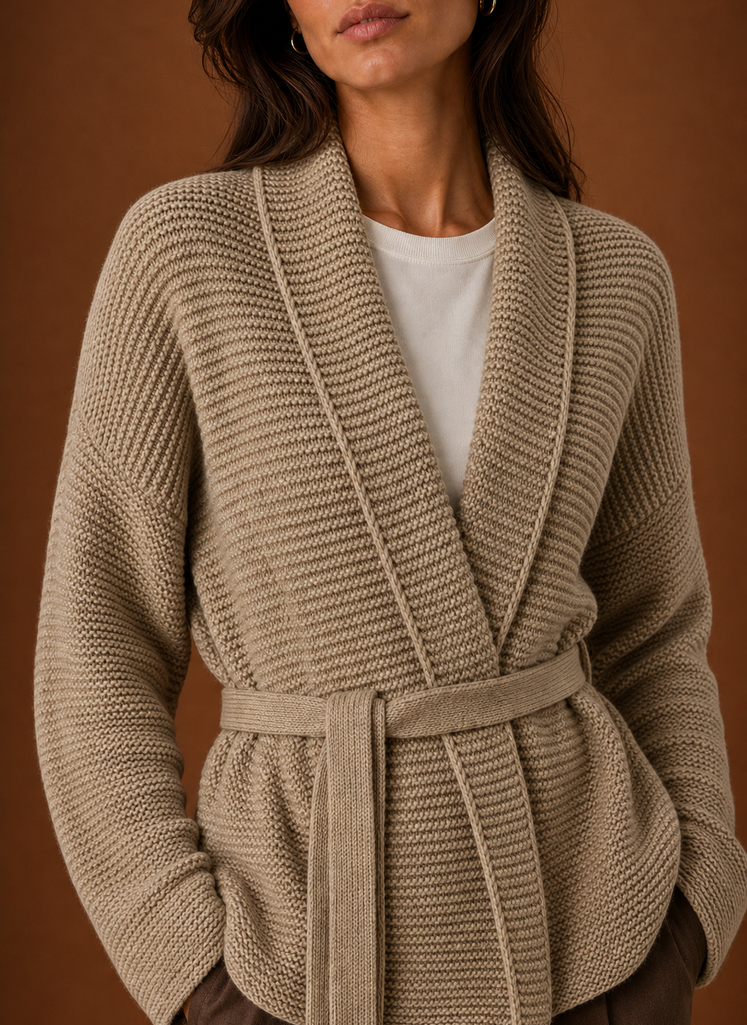 Rilla – Women's Chunky Belted Wrap Cardigan