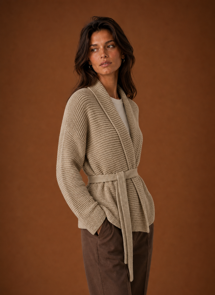 Rilla – Women's Chunky Belted Wrap Cardigan