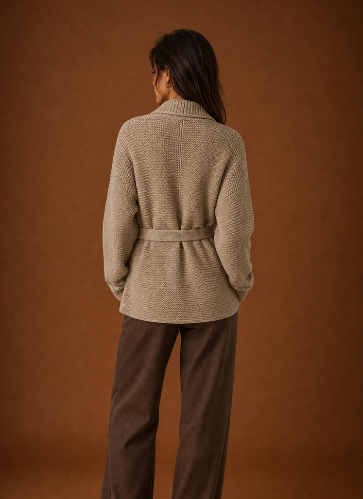 Rilla – Women's Chunky Belted Wrap Cardigan