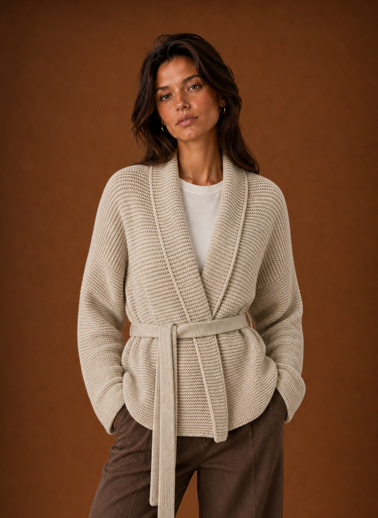Rilla – Women's Chunky Belted Wrap Cardigan