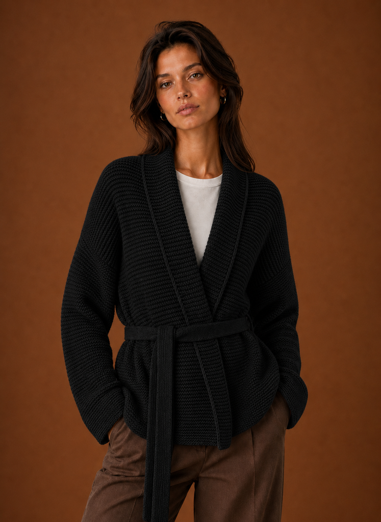 Rilla – Women's Chunky Belted Wrap Cardigan