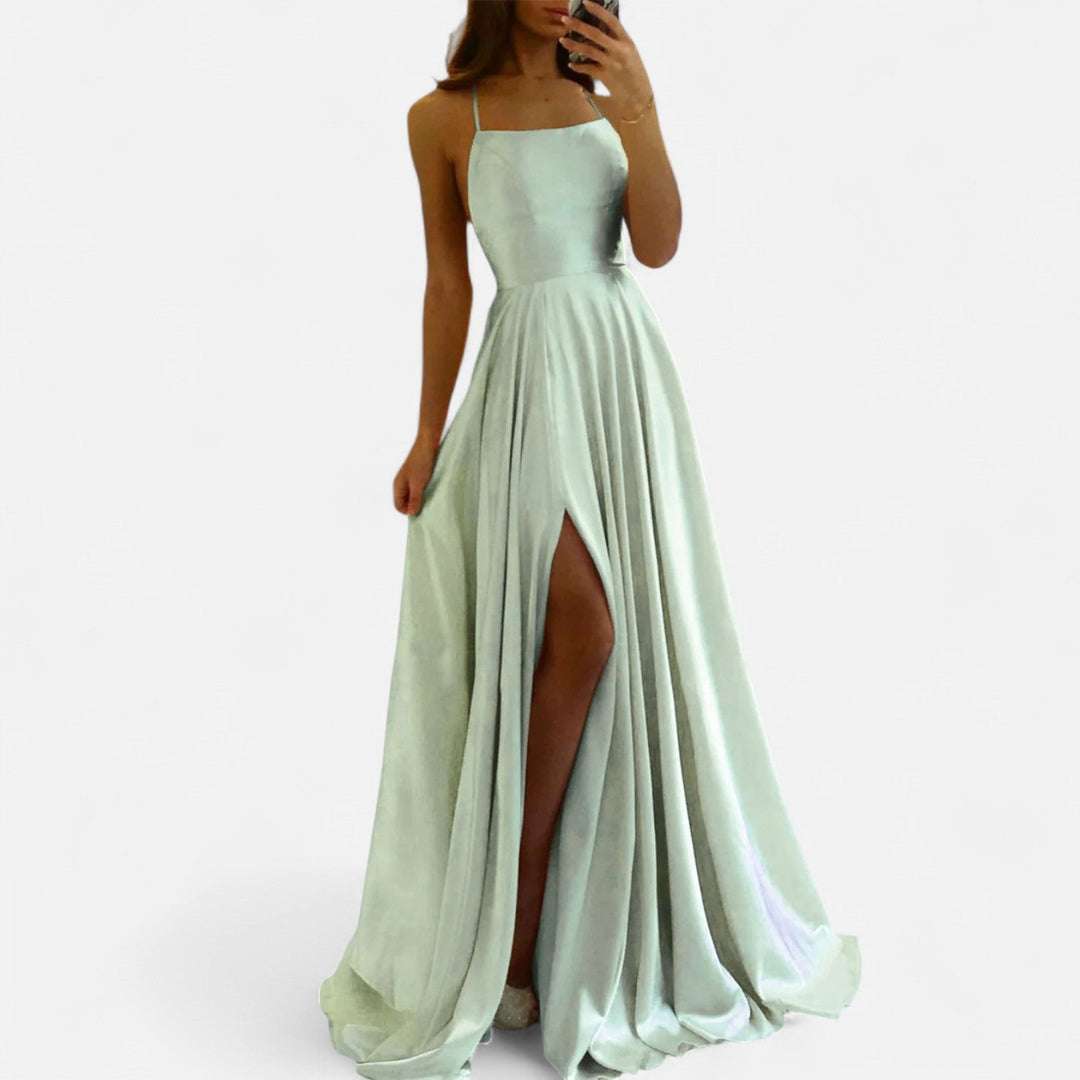 Matilda – Square Neck Tie-Back Formal Maxi Dress