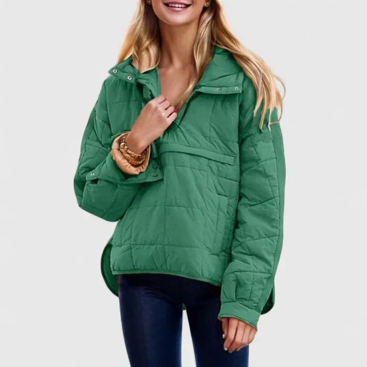 Selvine | Women's Quilted Puffer Pullover Jacket - Green - Image 1