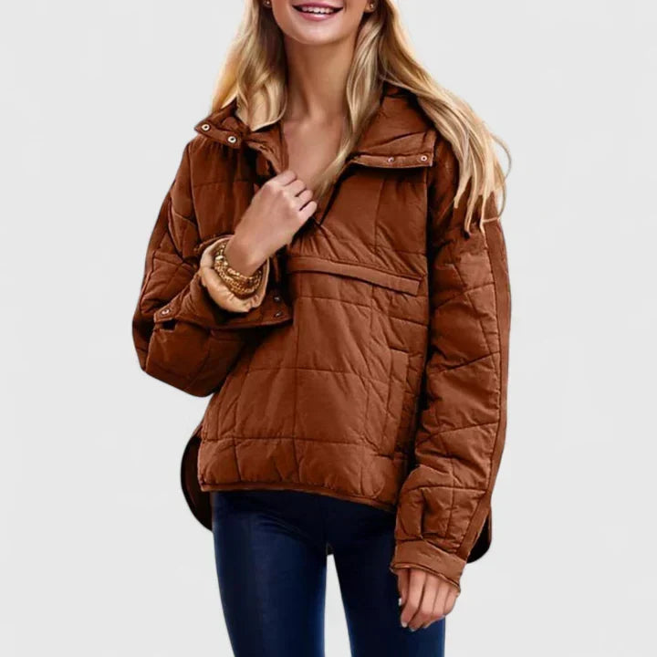 Selvine | Women's Quilted Puffer Pullover Jacket - Green - Image 2