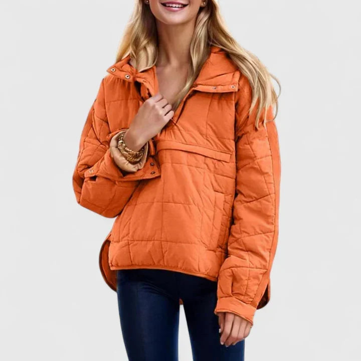 Selvine | Women's Quilted Puffer Pullover Jacket - Green - Image 3