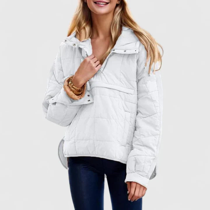Selvine | Women's Quilted Puffer Pullover Jacket - Green - Image 4
