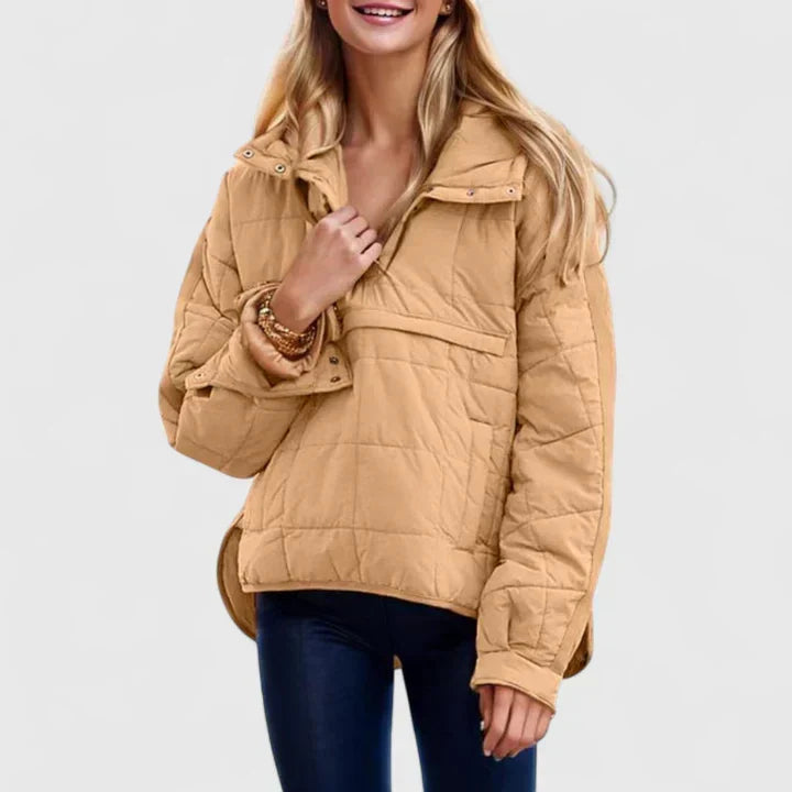 Selvine | Women's Quilted Puffer Pullover Jacket - Green - Image 5