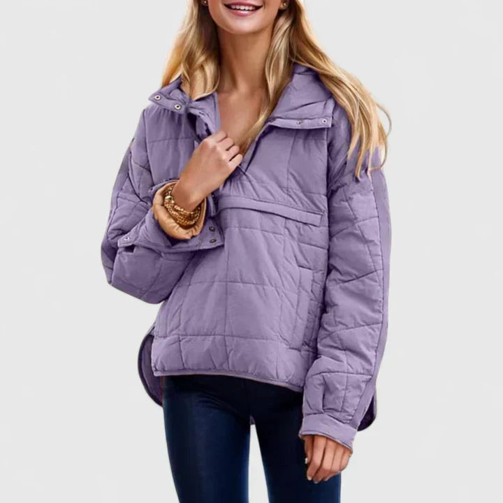 Selvine | Women's Quilted Puffer Pullover Jacket - Green - Image 6