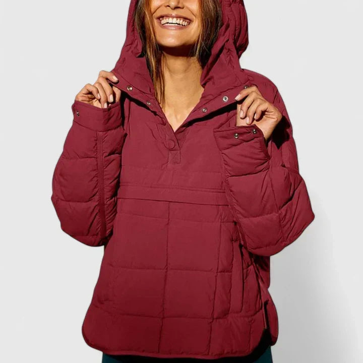 Selvine | Women's Quilted Puffer Pullover Jacket - Green - Image 7