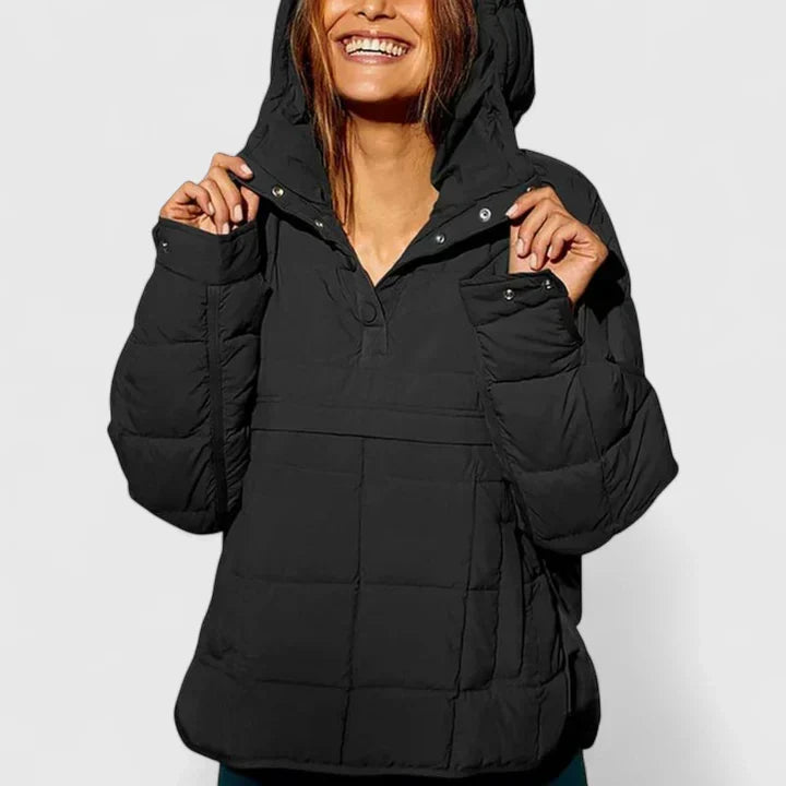 Selvine | Women's Quilted Puffer Pullover Jacket - Green - Image 8