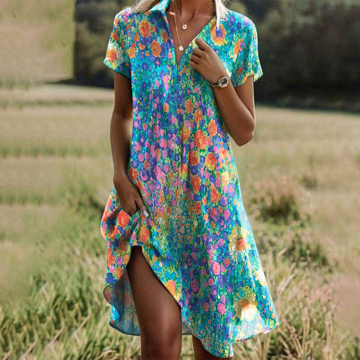 Margaret – Elegant Floral Midi Dress with Boho Summer Details