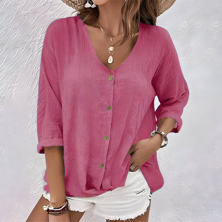 Rebecca – Relaxed Flowy Button-Up Blouse