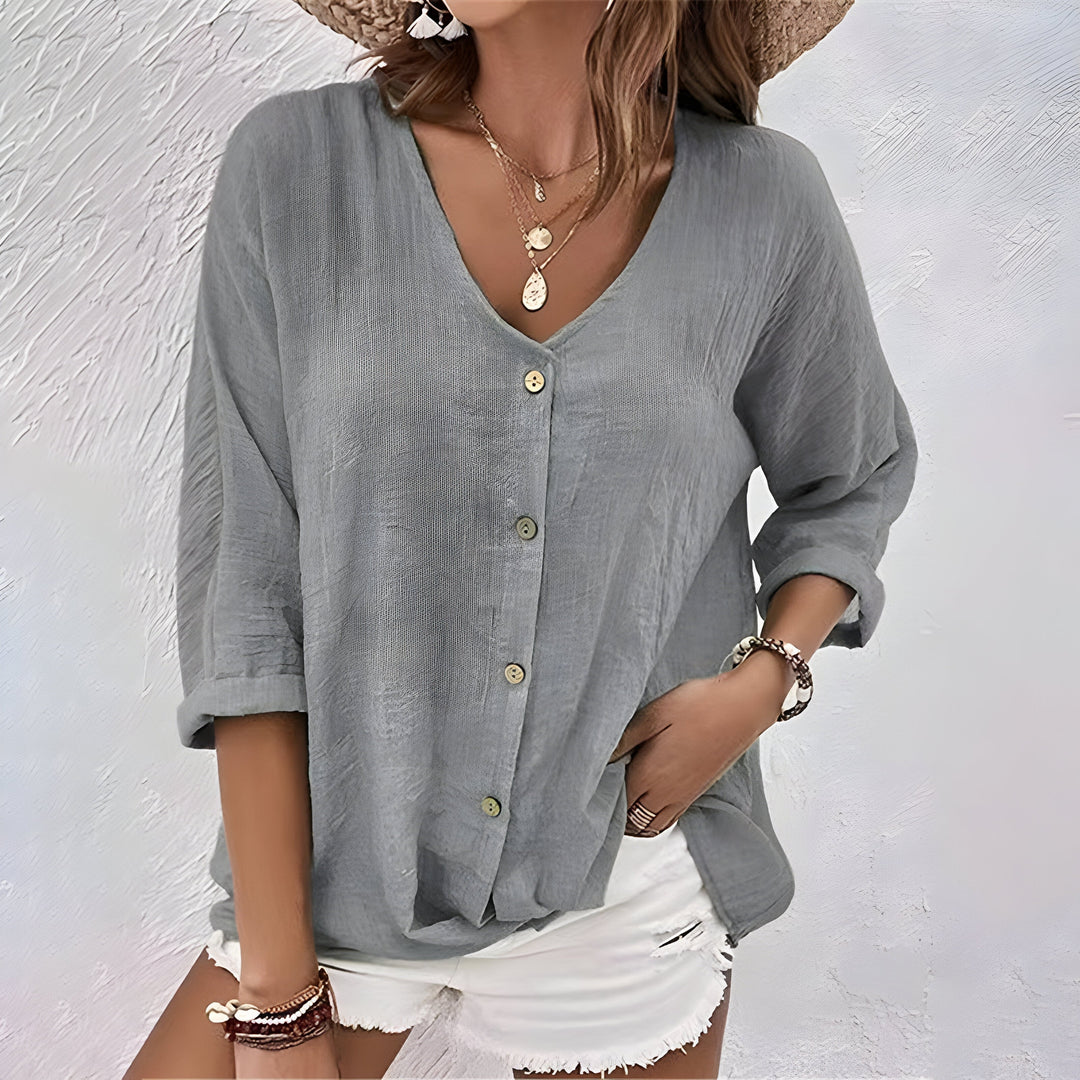 Rebecca – Relaxed Flowy Button-Up Blouse