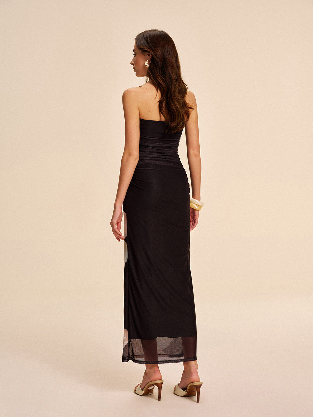 Octavia – Strapless Ruched Floral Maxi Dress