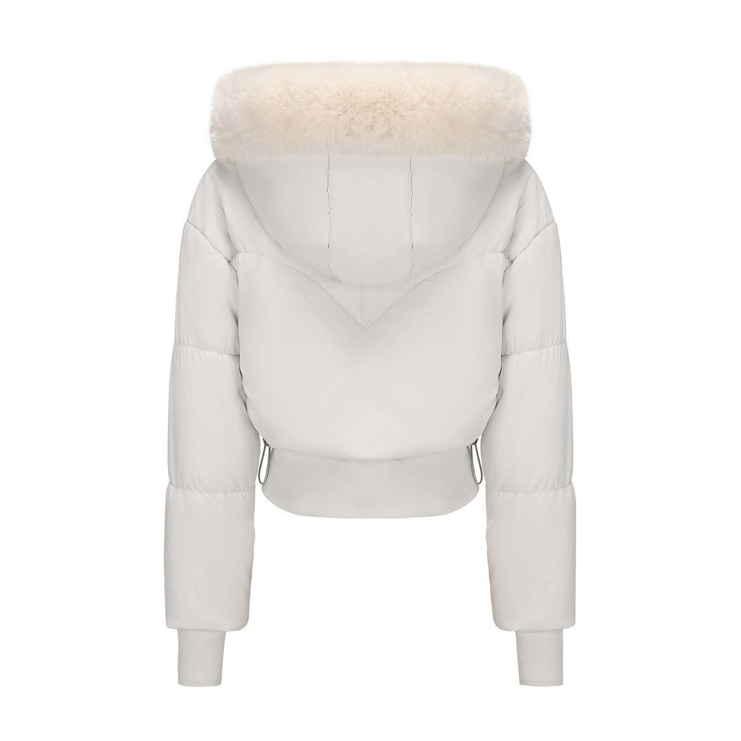 Tess – Women's Cropped Hooded Puffer Jacket with Faux Fur-Look Trim