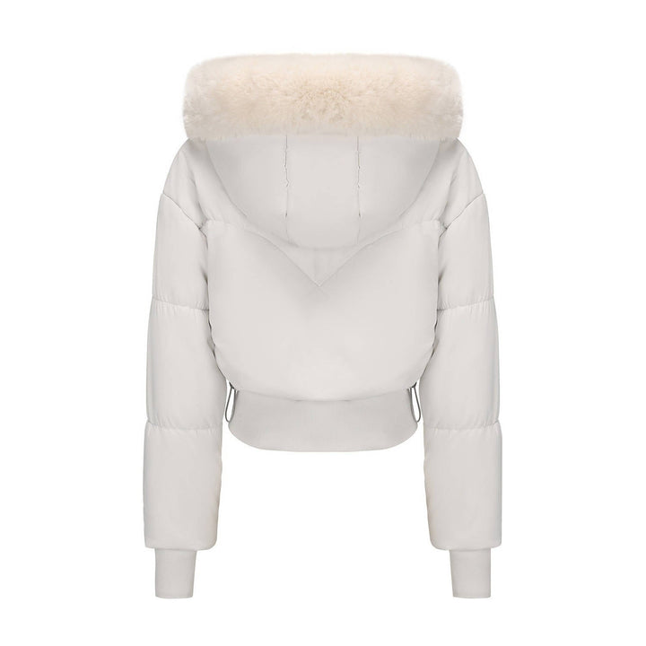 Tess – Women's Cropped Hooded Puffer Jacket with Faux Fur-Look Trim