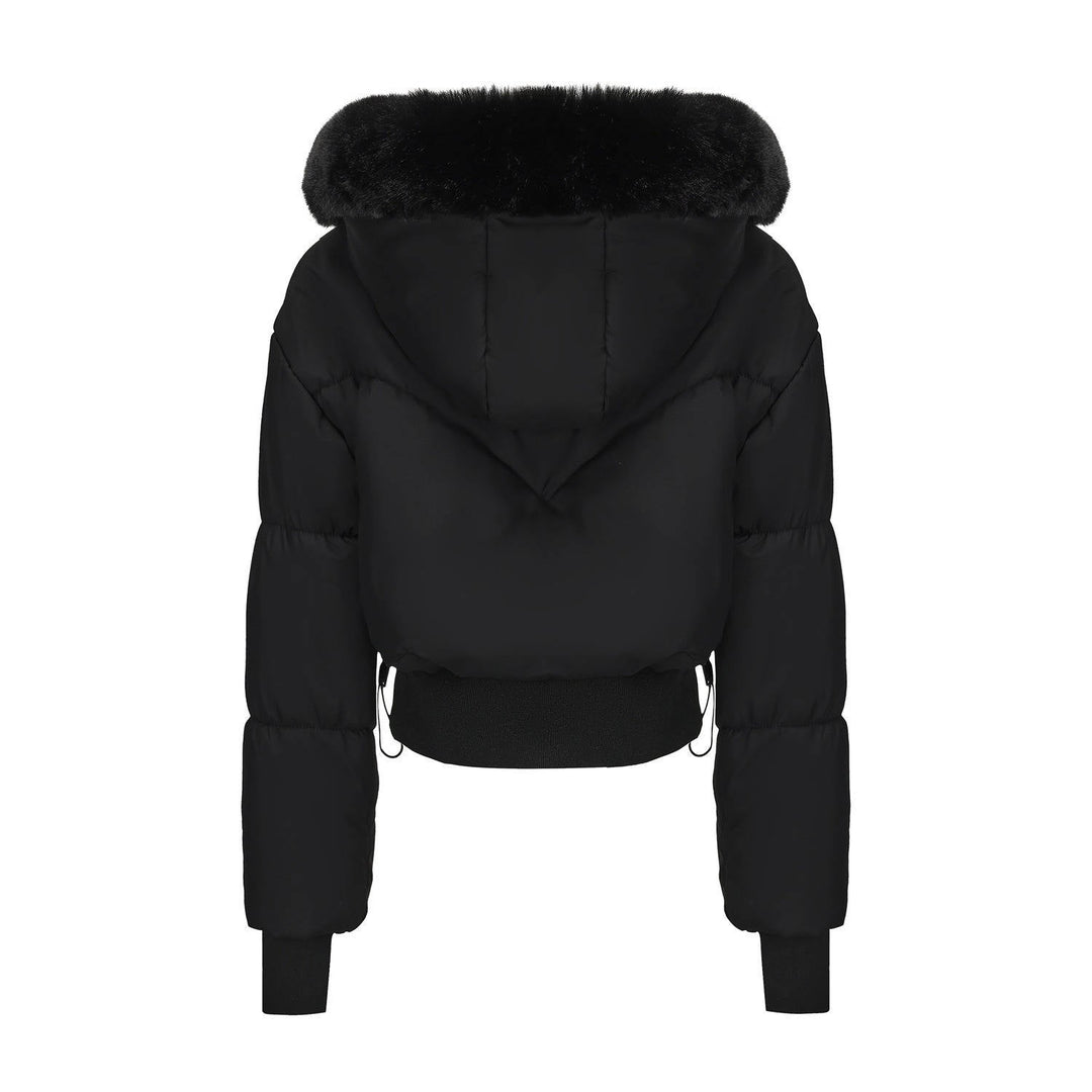 Tess – Women's Cropped Hooded Puffer Jacket with Faux Fur-Look Trim