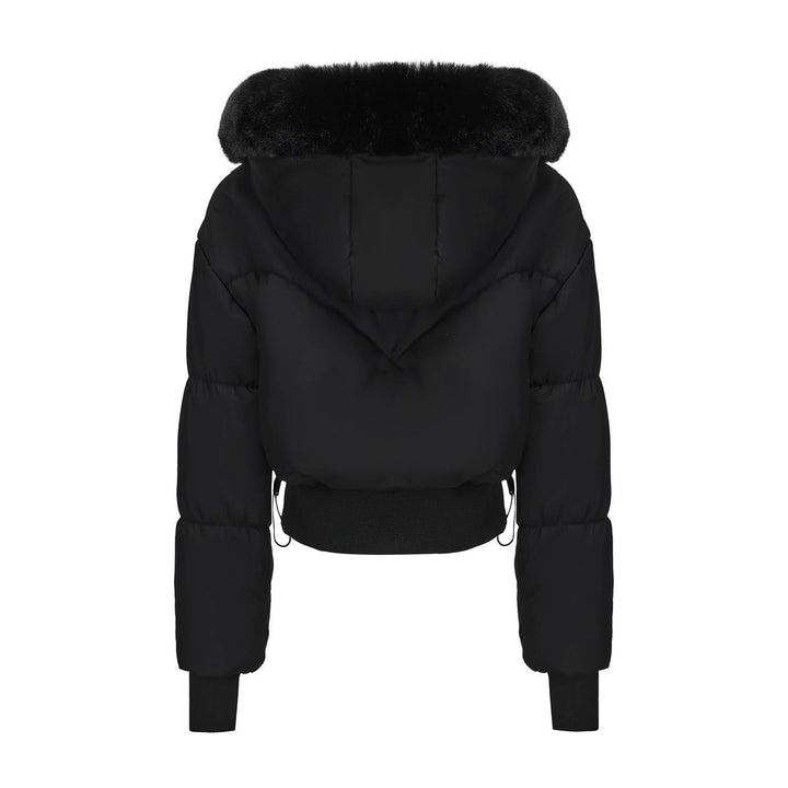 Tess – Women's Cropped Hooded Puffer Jacket with Faux Fur-Look Trim
