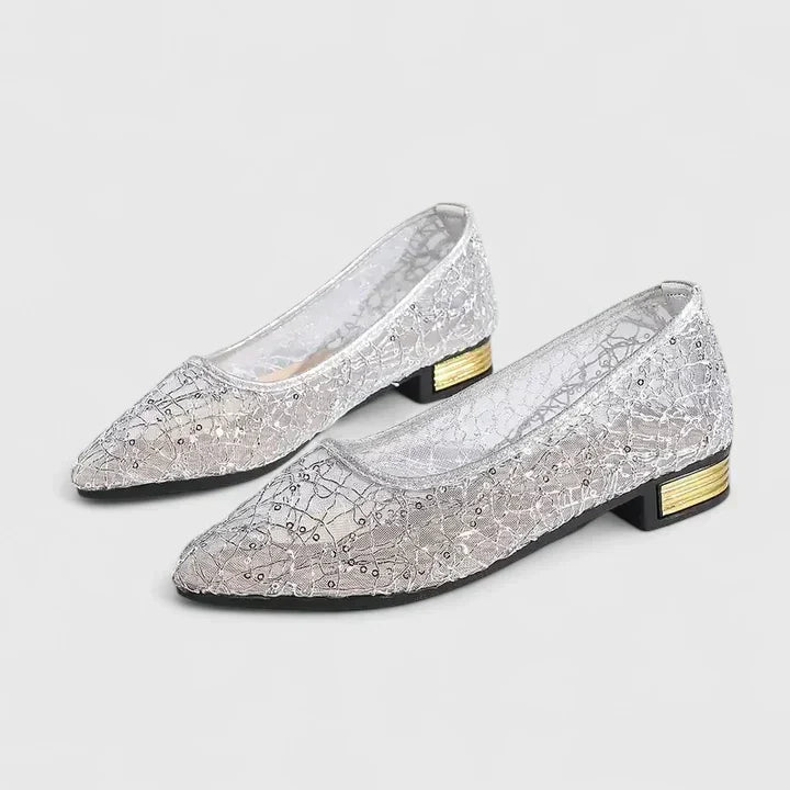 Thalia | Women's Pointed Toe Ballet Flats - Beige - Image 4