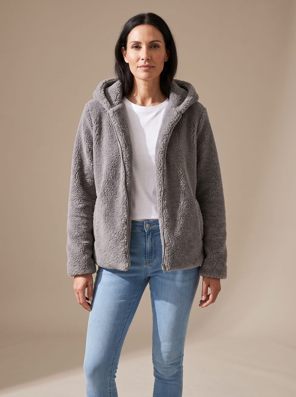 Theodora – Women's Hooded Zip-Up Teddy Jacket
