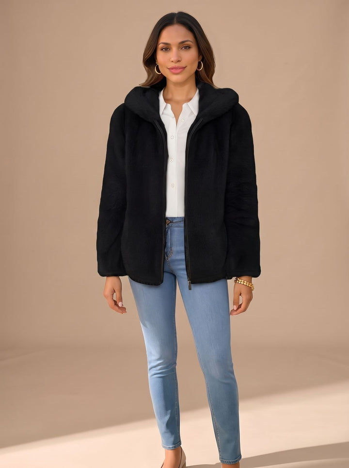 Theodora – Women's Hooded Zip-Up Teddy Jacket