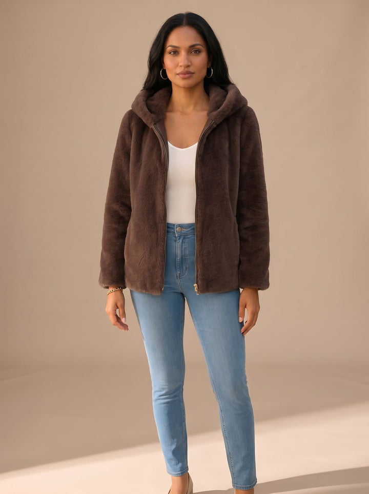 Theodora – Women's Hooded Zip-Up Teddy Jacket