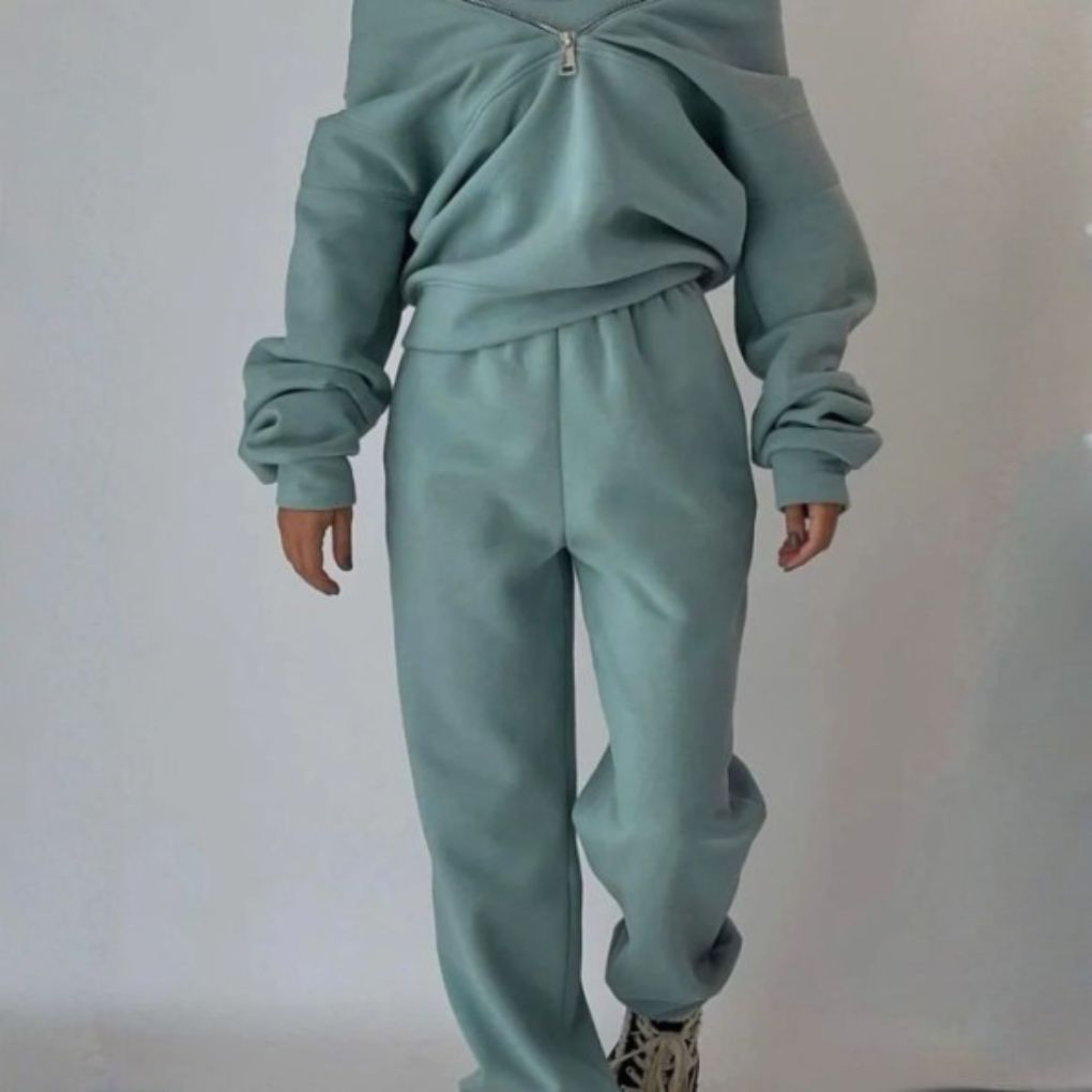 Elisabetta – Half-Zip Cropped Jogger Set for Women