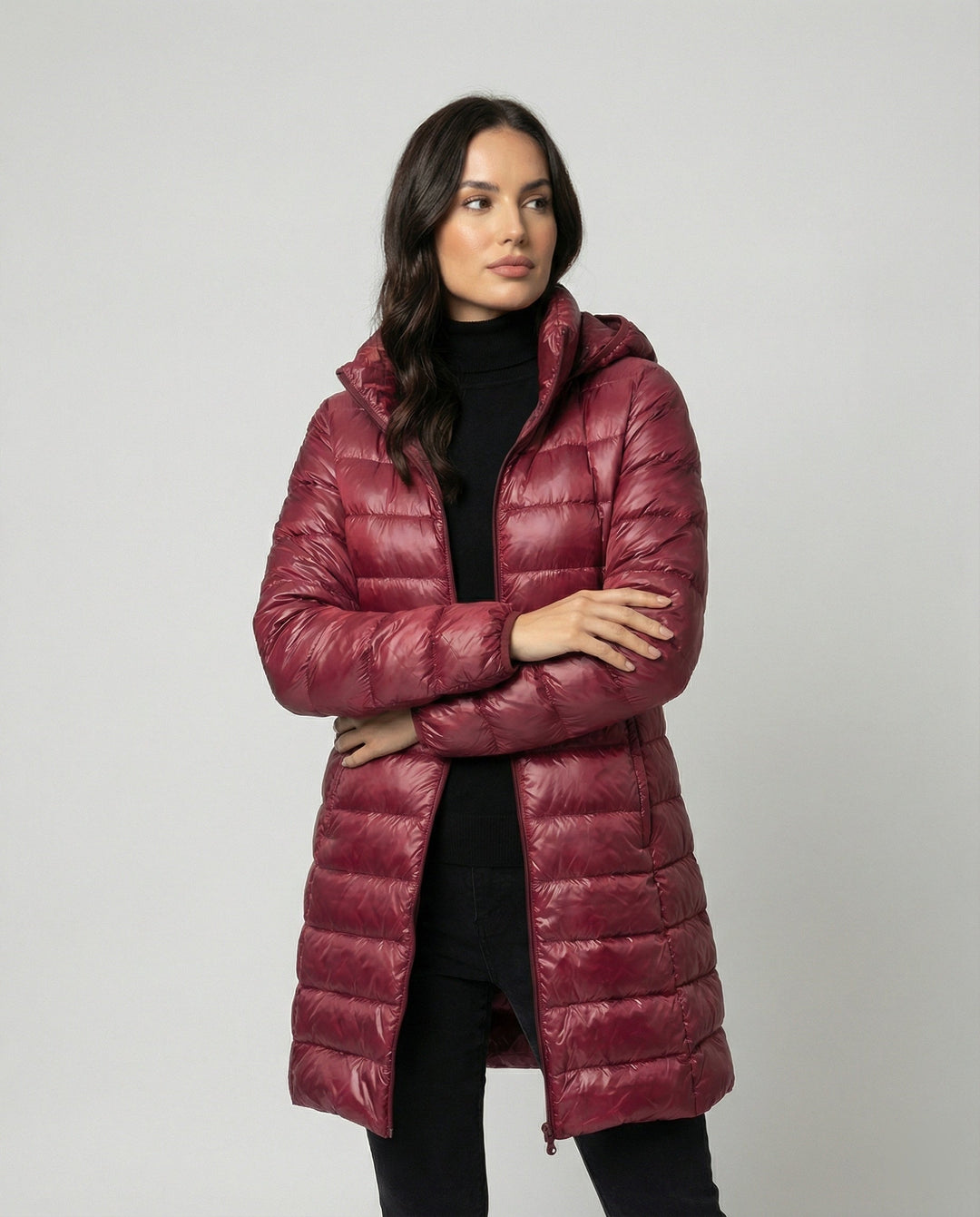 Marion – Hooded Down-Look Puffer Coat, Lightweight