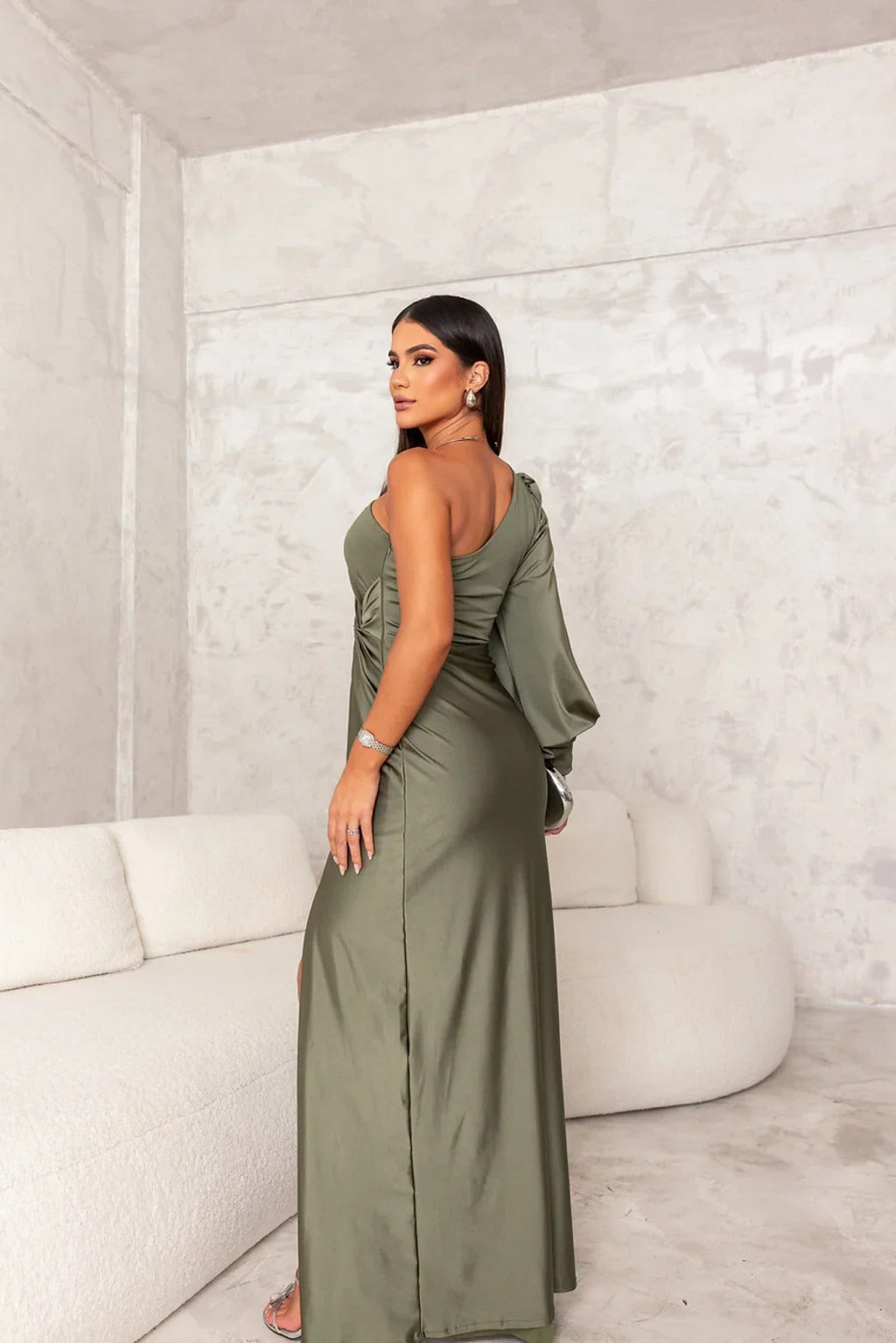 Demi – Draped Maxi Dress for Fall Wedding